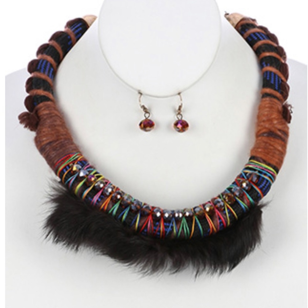 Braided color cord necklace set.